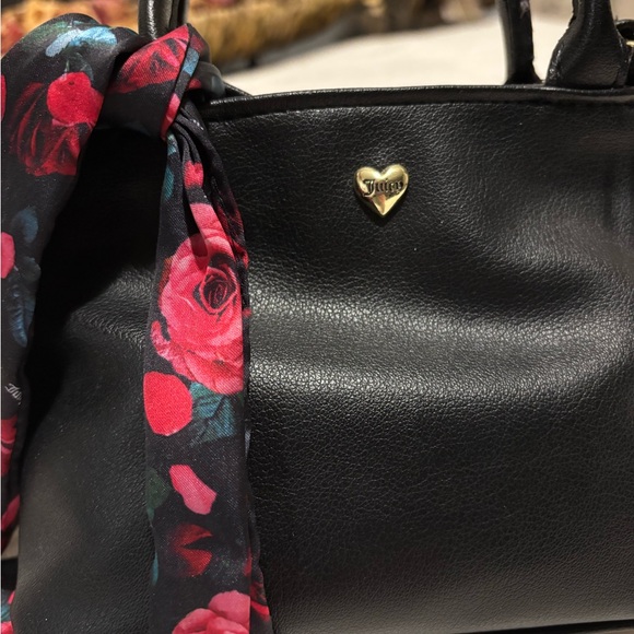 Guess Handbags - Juicy couture Black Leather Handbag with Floral Scarf